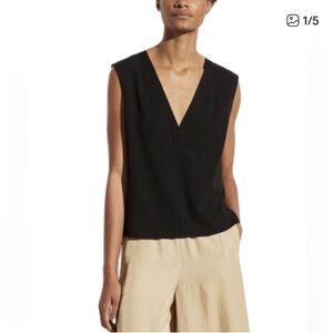 Vince Black V-Neck Sleeveless Top